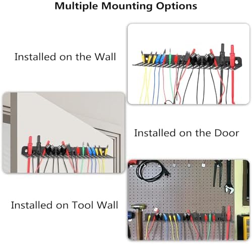 Sumnacon Wall Mountable Cable Hanger and Organizer Steel Cable Rack with 19 Cables Slots Width from 5-9mm,Sturdy Cables Holder Black Cord Rack Organizer for Office Studio Desk Bench Workshop