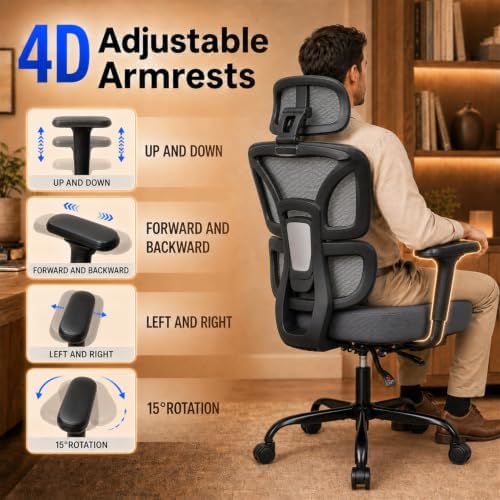 Ergonomic Office Chair with Footrest - High Back Mesh Computer Desk Chair
