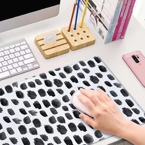Boho Desk Mat, Polka Dot Large Mouse Pad Desk Pad Boho Desk Accessories for Women Office Decor, XL Mousepad Long Laptop Keyboard Mouse Mat 31.5''X11.8'' Non-Slip Rubber Base with Stitched Edges