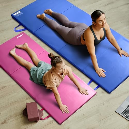 RitFit Upgraded Folding Exercise Mat, 2 Inch Thick Gymnastics Mat