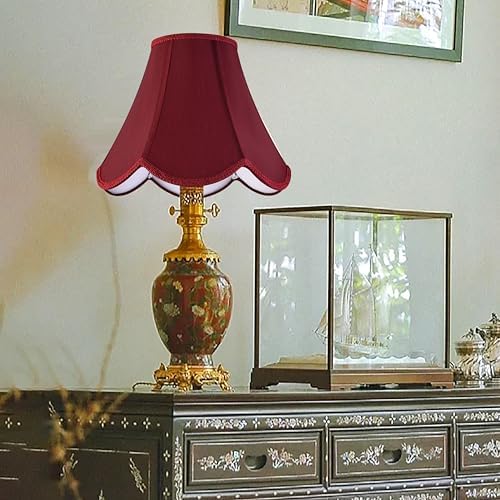 GO&SO Lamp Shades 1Pc,6" x 13" x 10.6",Scalloped Lamp Shade,Red Petals