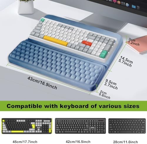 Wrist Rest with Keyboard Stand, Ergonomic Keyboard Riser Holder with Memory Foam Wrist Support Pad, Desk Cushion Easy Typing for Home Office Laptop Computer Gaming, Dark Blue Gradient