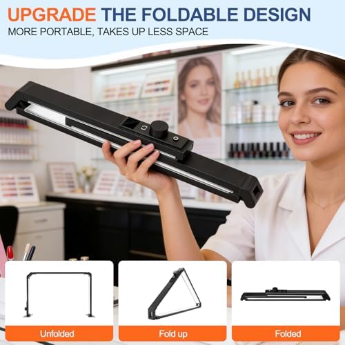 Desk Lamp for Nails, Dual Lighting Mode LED Table Lamp,Foldable LED Nail Desk Light, Shadow-Free Arch Nail Tech Light for Manicure Salon, 3 Color Modes, Stepless Brightness, Black