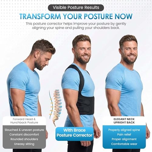 Back Straightener Posture Corrector for Men and Women - Comfortable Full Back Brace Posture Corrector for Daily Wear - Adjustable Shoulder Support Brace for Office, Driving, Study & Back Pain Relief