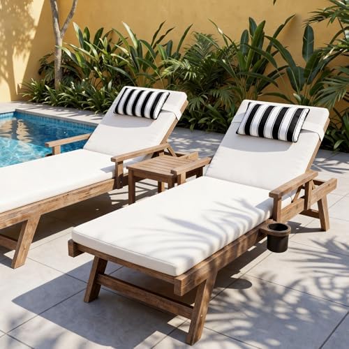 Black Striped Outdoor Lounge Chair Headrest Pillow 11"x16", 2 Pack