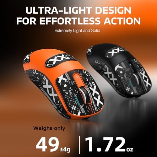 ATTACK SHARK X3 49g Ultra-Lightweight Wireless Gaming Mouse, Orange&Tape