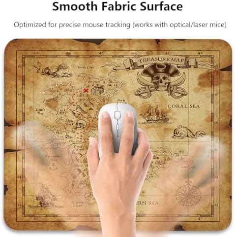 Old Island Treasure Map Mouse Pad, Grungy Pirates Gold Secret Desk Mat