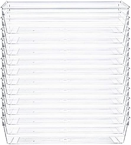 Kingrol 12 Pack Clear Drawer Organizers, 9 x 3 x 2 Inch Drawer Divider Storage Bins, Desk Storage Box Set for Kitchen Bedroom Bathroom Office Craft Supplies
