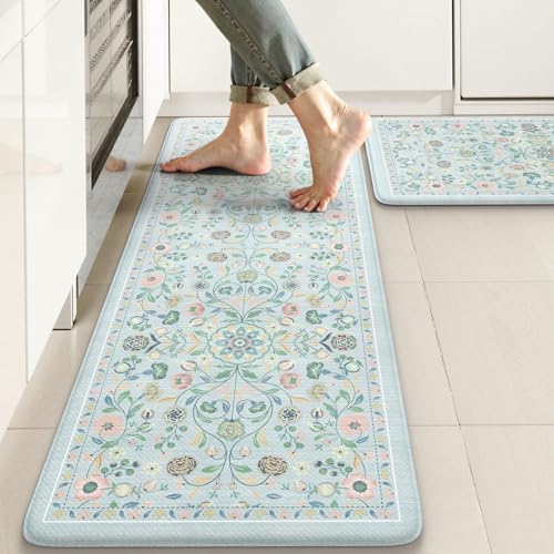 KIMODE Anti Fatigue Mats for Kitchen Floor,Cushioned Kitchen Rugs Sets of 2