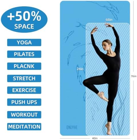 Extra Wide Yoga Mat 76"x40"x10mm TPE Non-Slip Fitness Exercise Mat