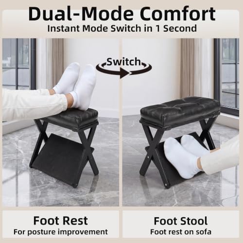 Foot Rest Under Desk at Work, Solid Wood Double Step Footrest