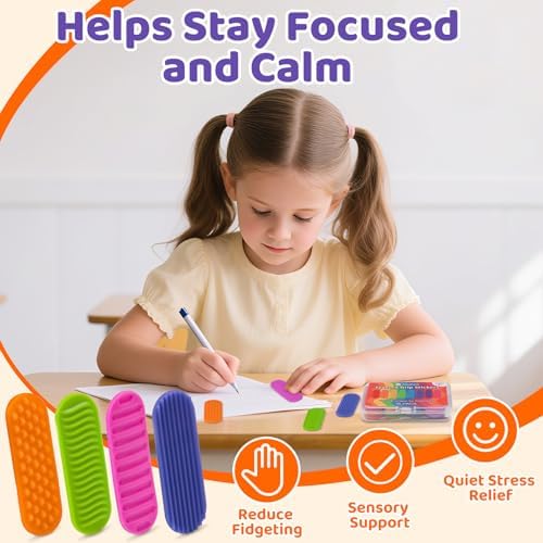 Textured Sensory Stickers for Kids & Adults, 16 Pack Silicone Calm Strips