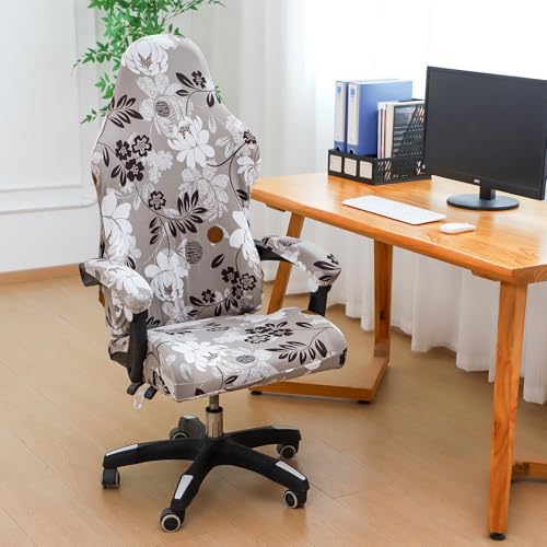 FORCHEER Gaming Chair Cover with Armrest Covers Floral Stretch Racing Computer Chair Slipcover Set Washable 4 Pieces