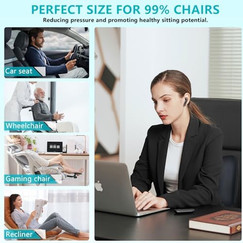 FLORICH Car Seat Cushion and Back Support for Office Chair Memory Foam Chair Cushions Pressure Relief Seat Pads with Gel Massage Point Lumbar Support Relief Sciatica & Tailbone (Black)