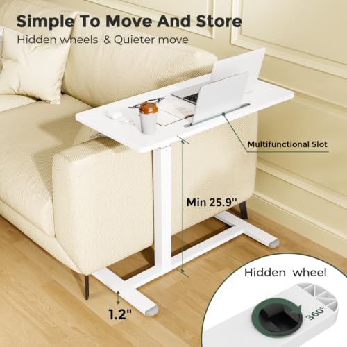 Gibbon Mounts 32” Rolling Mobile Standing Desk, Bedside Table with Wheels