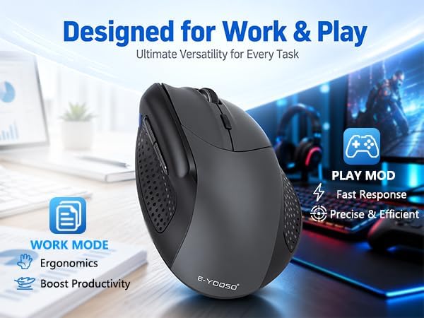 X45 Ergonomic Vertical Mouse, Bluetooth & Wireless Mice, Quiet Clicks