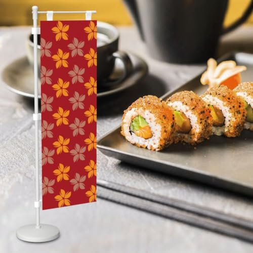 Burgundy Yellow and Grey Floral Deluxe Desk Flag Set, 12 x 4 Inch Miniature Table Flag with 14" Pole & Stand Base