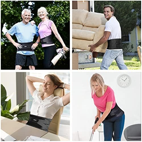 FREETOO Back Braces for Lower Back Pain Relief with 6 Stays, Breathable Back Support Belt for Men/Women for work, Anti-skid lumbar support belt with 16-hole Mesh for sciatica(Waist Size:45.3''-55'')