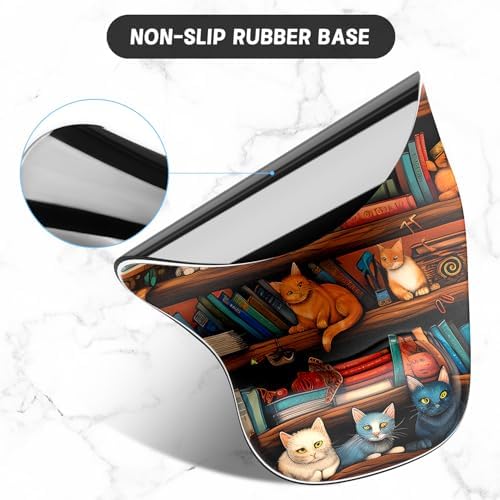 ITNRSIIET Ergonomic Mouse Pad Coaster Set with Gel Wrist Support Wrist Rest Smooth Surface Non-Slip PU Base Comfortable Office Supplies Pain Relief, 9.5 x 8.3 inches, Cat on the Desk