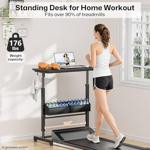 Small Mobile Standing Desk: 5-in-1 Charging Station - Power 5 Devices