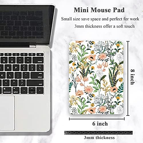Small Mouse Pad, Mini Mouse Pad 6 x 8 Inch, Thick Rubber Waterproof Mouse Mat, Cute Floral Mousepad for Women Kids Wireless Mouse Mini Laptops Keyboard Tray Home Office Travel, White Flowers