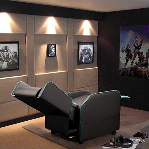 BOSSIN Gaming Recliner Chair for Adults 400lbs Racing Style Sofa Big and Tall PU Leather Recliner Seating, Modern Ergonomic Lounge Comfortable Home Movie Theater for Living Room(Cyan)