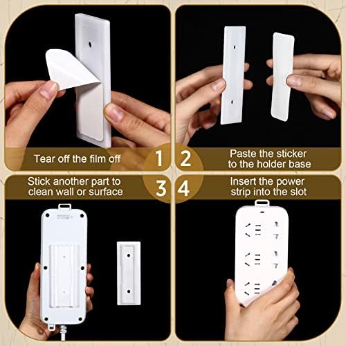 Yinkin 6 Pcs Power Strip Holder Self Adhesive Power Strip