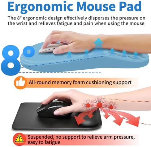 YIWEI Ergonomic Mouse Pad with Wrist Rest for Carpal Tunnel Pain Relief