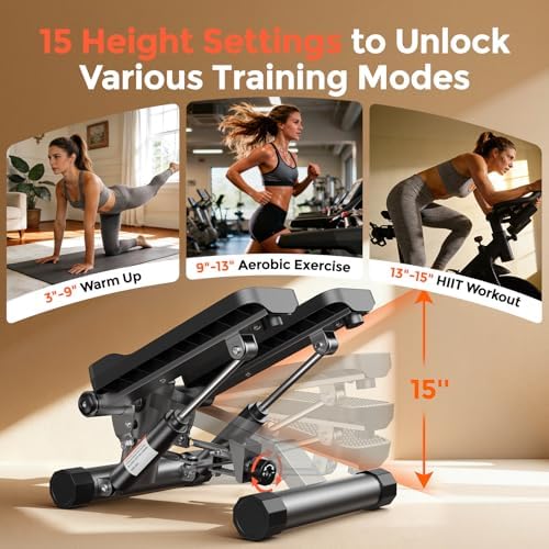 SPORTSROYALS Stair Stepper,Twist/Mini Stepper for Exercise at Home,Step Machine with Resistance Bands for Full Body Workout, 350lbs+ Capacity