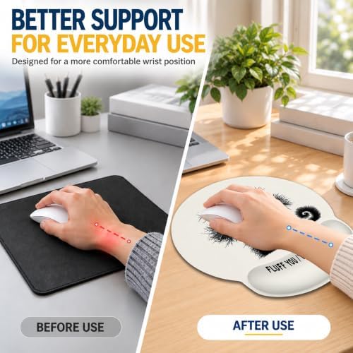 Funny Black Cat Ergonomic Wrist Rest Mouse Pad Set with Keyboard Cushion