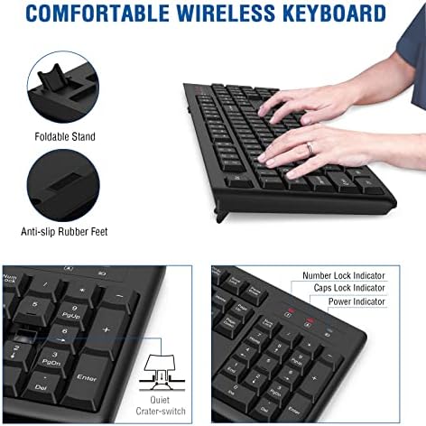 EDJO Computer Wireless Keyboard and Mouse Combo,2.4GHz USB,Plug & Play