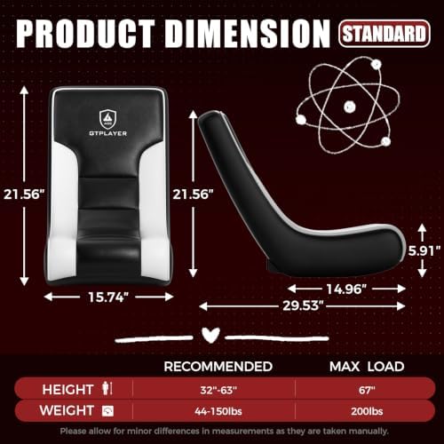 GTPLAYER Floor Rocker Gaming Chair – Adjustable Angle Limiter, Ultra Lightweight Ergonomic Floor Rocking Game Seat for Gaming and Lounging, White