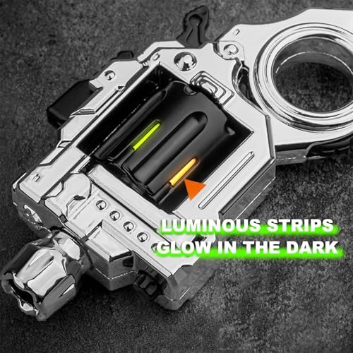 Metal Fidget Toys Adults Gun: Fidget Ring Cool Fidget Toy for Men Stress Relief Sensory Soother for Finger Concentration Office Study Travel (Bright Silver)