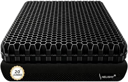 20" Gel Seat Cushion for Long Sitting Pressure Relief - Jumbo & Thick Gel Cushions for Office Chairs - Tailbone Pain Relief Cushion, Sciatica & Back Support, Wheelchair Cushions & Car Seat Cushion