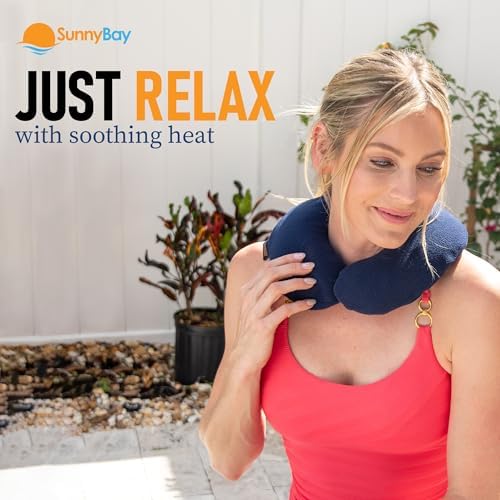 SunnyBay Microwavable Heating Pad, Neck Pillow, Flaxseed Fill, 2.5 lb, Navy