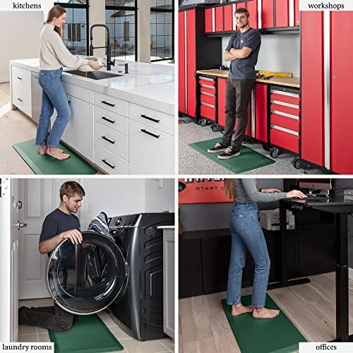 Zulay Home Large 20 x 39 Inch Anti Fatigue Floor Mat - 3/4 Inch Thick Cushioned Kitchen Mats for Standing - Comfortable Padded Floor Mats for Standing Work Desk - Memory Foam Kitchen Mat - Green