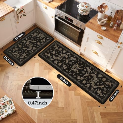 LEEVAN Anti Fatigue Kitchen Mats for Floor, Cushioned Kitchen Mat Set 2PCS