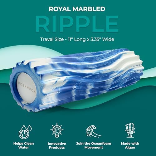 Oceanfoam Ripple Small Foam Roller for Physical Therapy (Royal Marbled)
