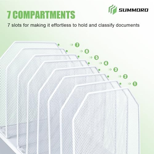 SUMMORO Inclined File Organizer for Desk, 7-Section Vertical File Holder