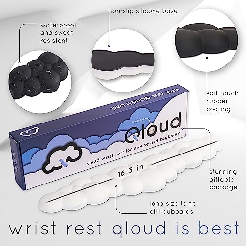 Rainbow Cloud Keyboard Wrist Rest – Create-ables Qloud Rainbow Wrist Rest for Computer Keyboard and Mouse, Ergonomic Memory Foam Wrist Pad with Non-Slip Base, Includes Cloud Mouse Pad