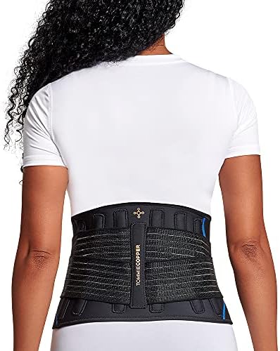 Tommie Copper Pro-Grade Adjustable Support Back Brace, Unisex, Men & Women, Breathable Ultra Flex Stability Straps for Lumbar, Posture & Muscle Support - Black - Small/Medium