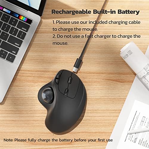 Nulea M501 Wireless Trackball Mouse Ergonomic Thumb Control, 4 DPI Levels