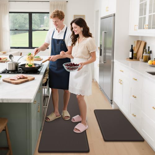 StepLively Kitchen Mat for Floor 2 PCS, Anti Fatigue Rugs, Chocolate