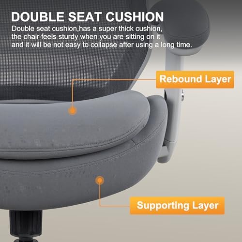 400lbs Double Seat Cushion Tall Office Drafting Chair for Standing Desk with Lumbar Support and Enlarged Adjustable Stool (Grey Frame Grey Fabric)