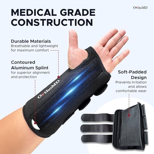 Carpal Tunnel Wrist Brace – Orthopedic Hand Surgeon Designed Wrist Splint for Sleeping & Daytime Support – Rigid Stabilizer (NOT a Soft Sleeve) for Tendonitis, Arthritis & Wrist Pain – OrthoMD (RIGHT Wrist, Small)