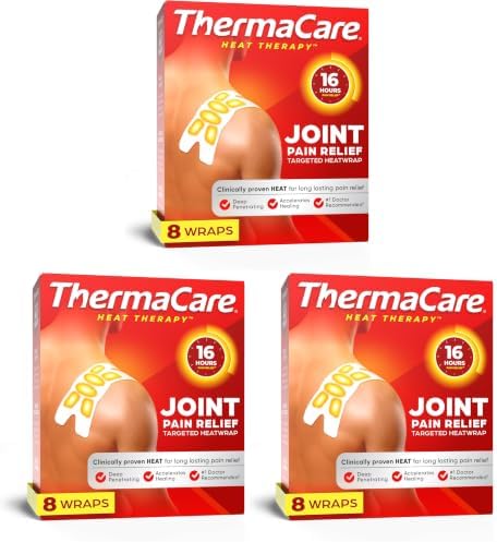 ThermaCare Portable Heating Pads for Muscle & Joint Pain Relief - Adhesive Heat Wraps, Drug-Free Heat Therapy - Flexible, Discreet Heat Patches for Daily Comfort & Wear - 8 Count (Pack of 3)