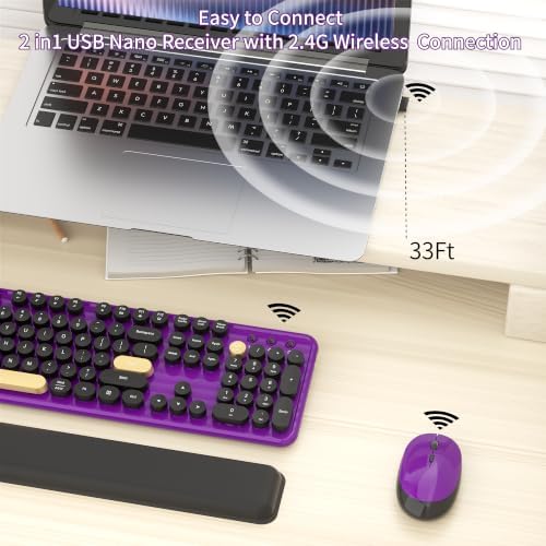 Wireless Computer Keyboard and Mouse Combos, Purple-Black