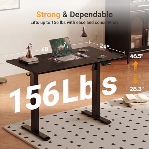 YDN Electric Standing Desk, 48x24 Inch, Black