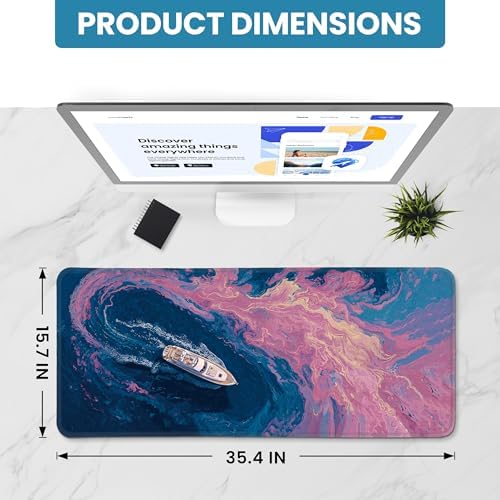 Aesthetic Desk Mat, Cute Vivid Sea Desk Pad Protector for Work & Decor, 35.4" x 15.7", Pretty Non-Slip Extended Mouse Pad for Office or Home