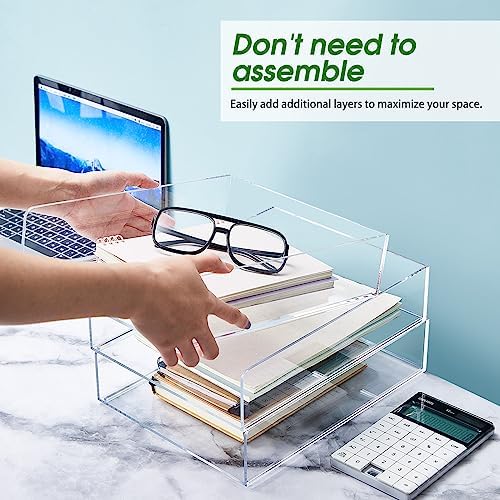 Harloon 4 Tier Paper Organizer Letter Tray Acrylic Desk File Organizer